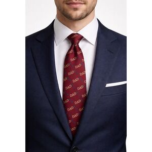 Vintage Dad Novelty Necktie Burgundy Father's Day Gift New British Hong Kong